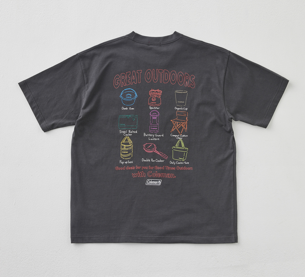Coleman別注キャンプモチーフプリントTシャツ