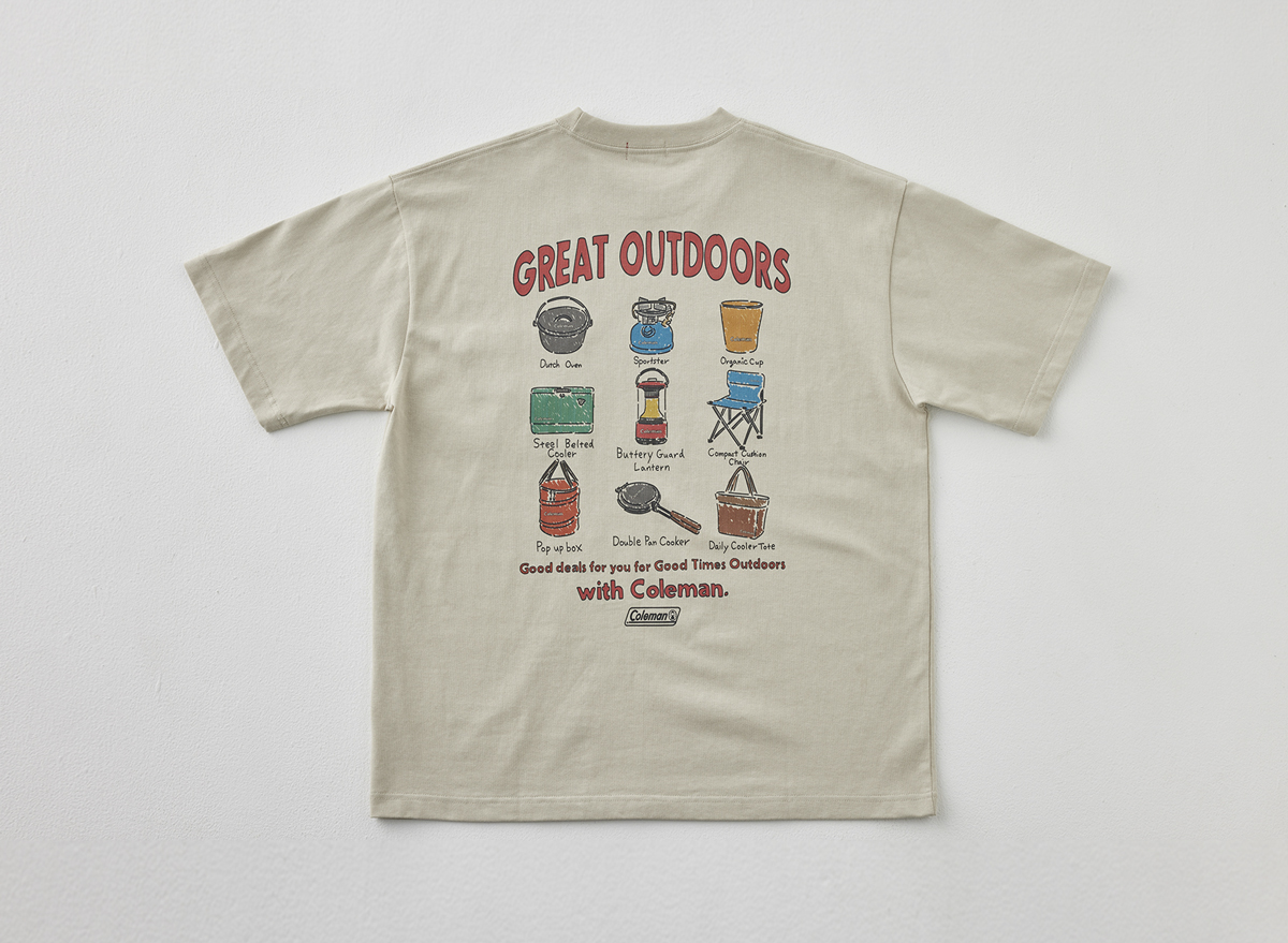 Coleman別注キャンプモチーフプリントTシャツ