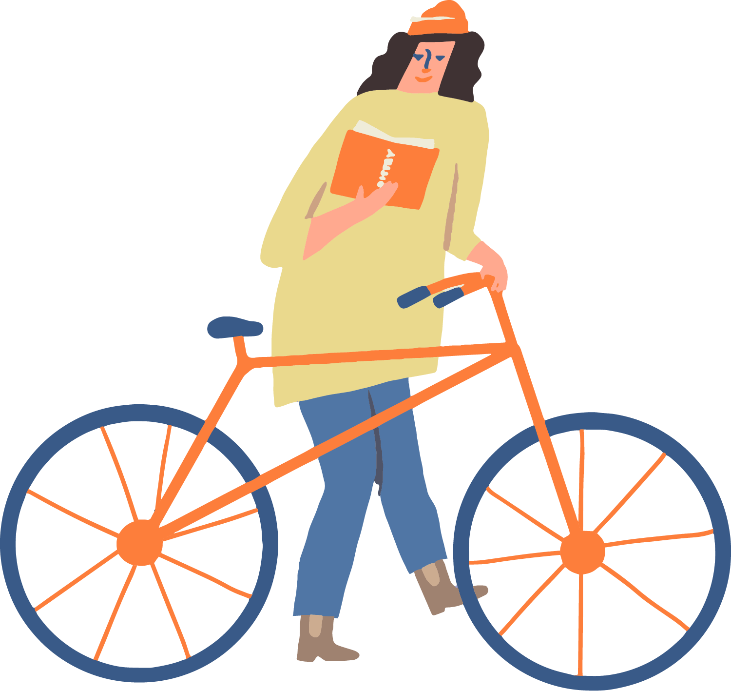 カーブデニムパンツ イラスト